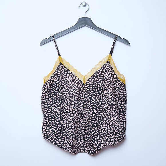 Victoria's Secret Tops - Victoria's Secret Leopard Print Lace Cami Sleep Top Black Pink XS coquette y2k
